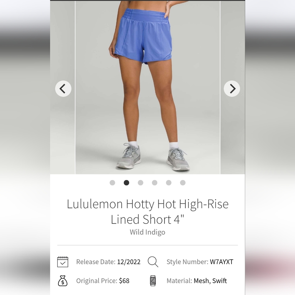 Lululemon Hotty Hot High-Rise 4" Wild Indigo Size 10